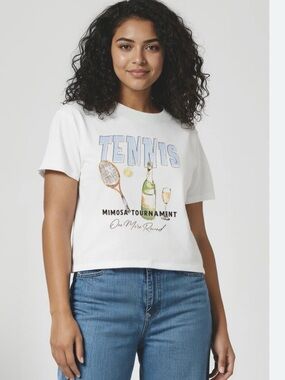 Wildfox Mimosa Tourney Jamie Tennis Champagne Soft White Logo Tee